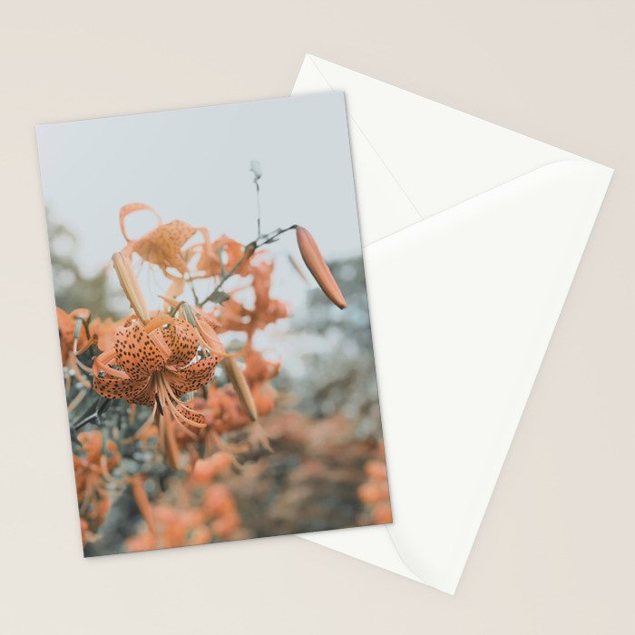 Lily - Orange terra cotta modern botanical floral Stationery Card Gallery Image 2