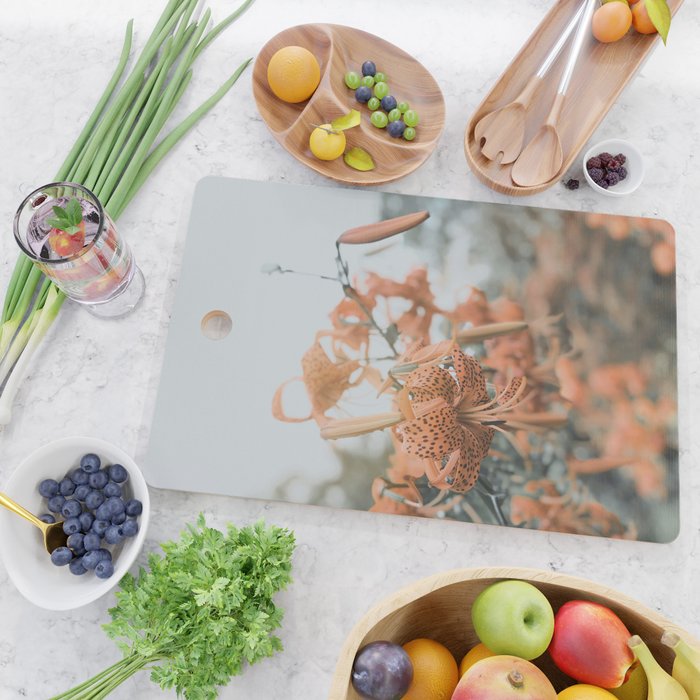 Lily - Orange terra cotta modern botanical floral Cutting Board Gallery Image 2