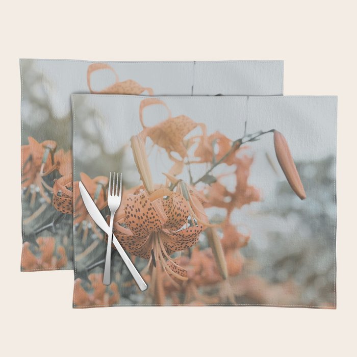 Lily - Orange terra cotta modern botanical floral Placemat Gallery Image 1