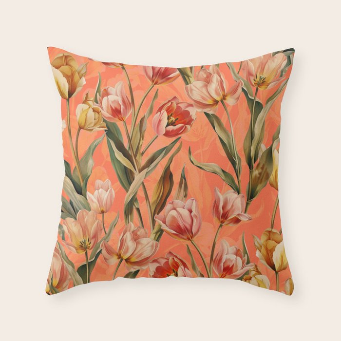 Magic Tulips Pattern VIII Throw Pillow Gallery Image 1
