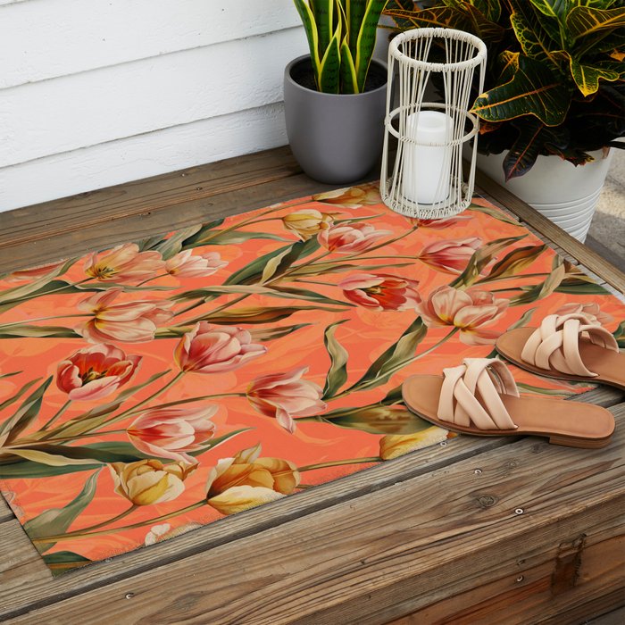 Magic Tulips Pattern VIII Outdoor Rug Gallery Image 2