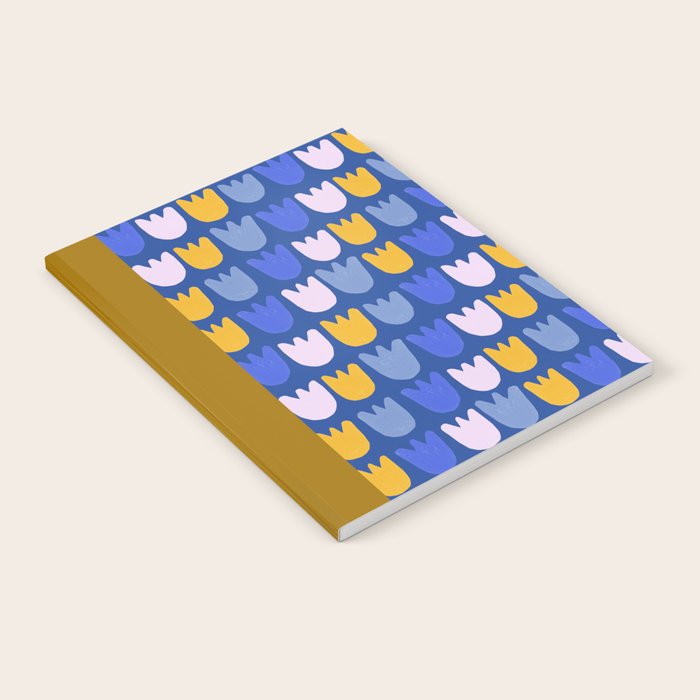 Rows of Tulips in Bloom in Blue & Mustard Yellow Notebook Gallery Image 2