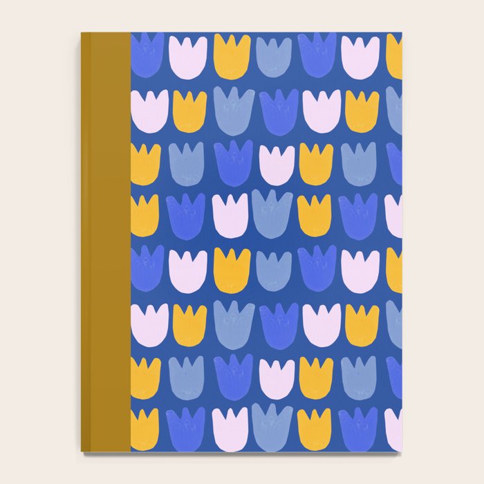 Rows of Tulips in Bloom in Blue & Mustard Yellow Notebook Gallery Image 4