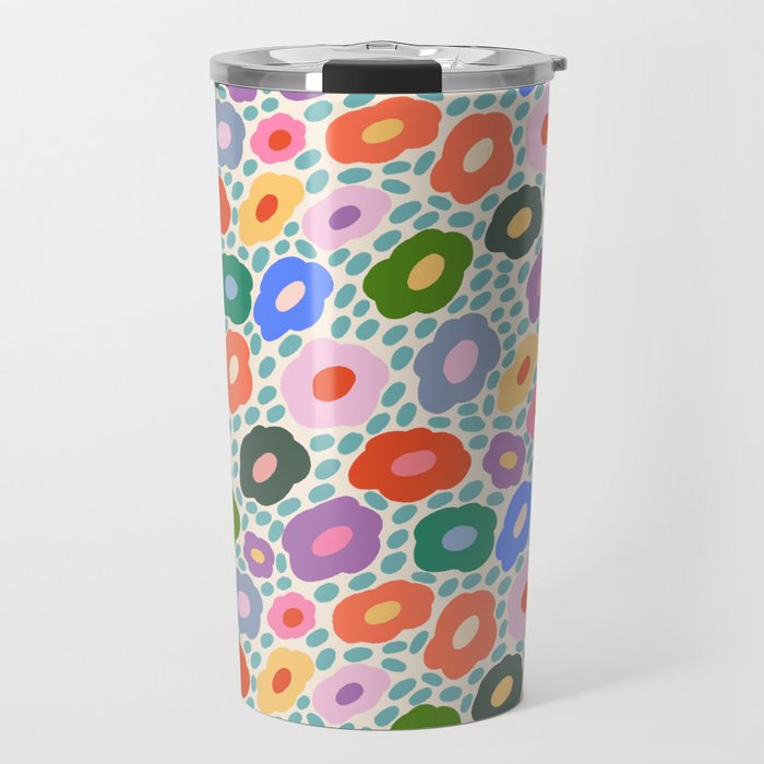 Happy Colorful Flower Travel Mug Gallery Image 1