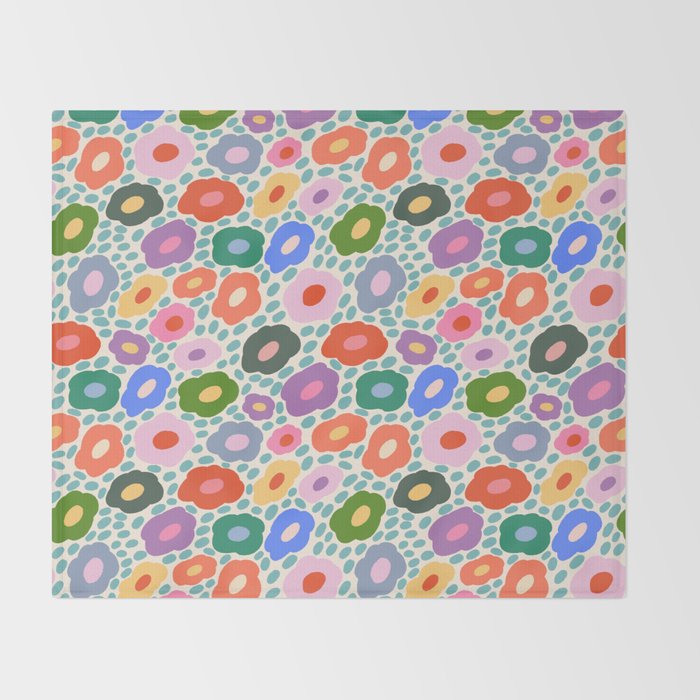 Happy Colorful Flower Throw Blanket Gallery Image 2