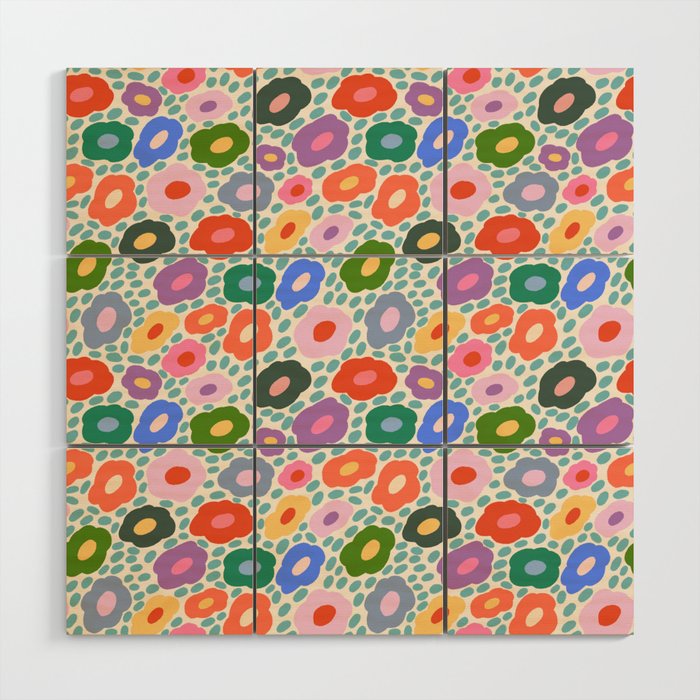 Happy Colorful Flower Wood Wall Art Gallery Image 1