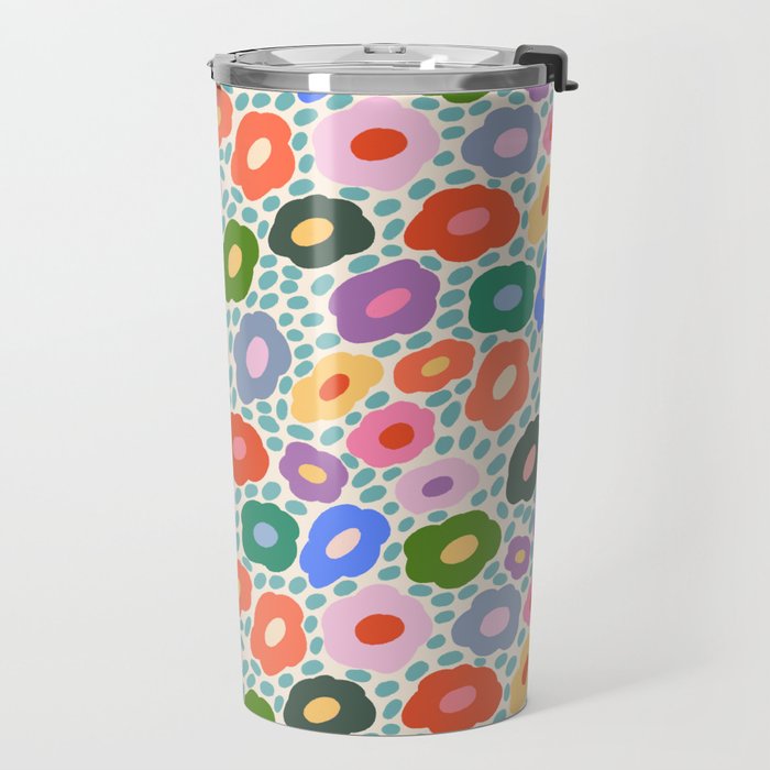 Happy Colorful Flower Travel Mug Gallery Image 2