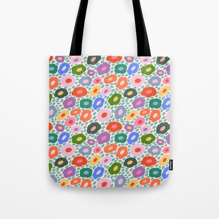 Happy Colorful Flower Tote Bag Gallery Image 1