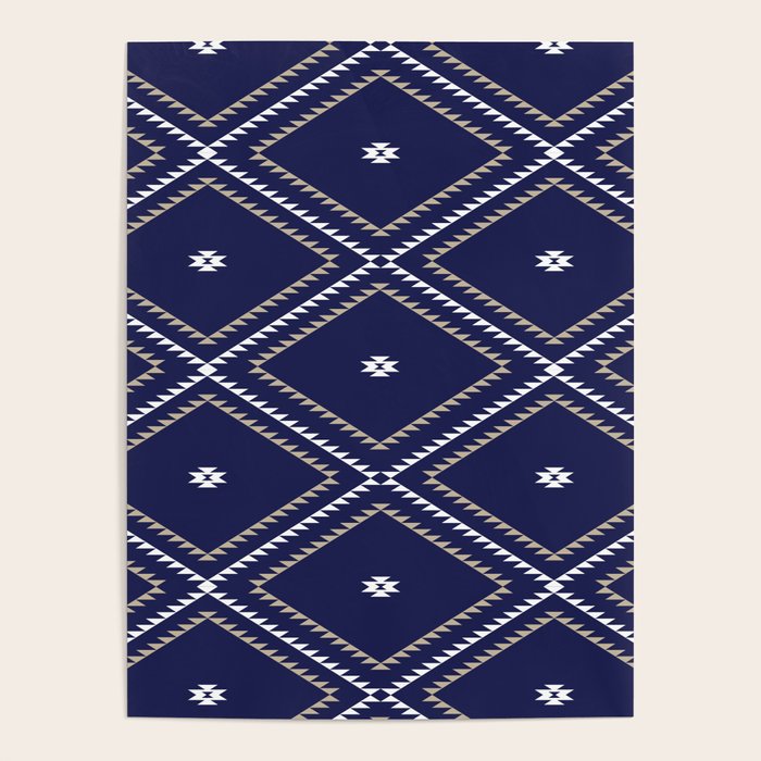 Southwestern Geometric - Tan White Navy Poster Gallery Image 4