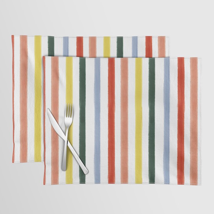 Classic Summer Watercolor Stripes Placemat Gallery Image 1
