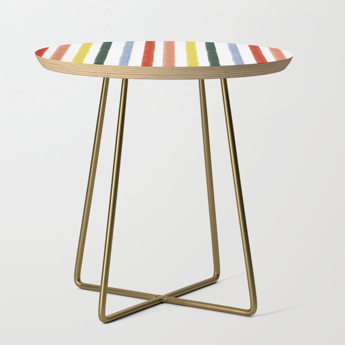 Classic Summer Watercolor Stripes Side Table Gallery Image 1