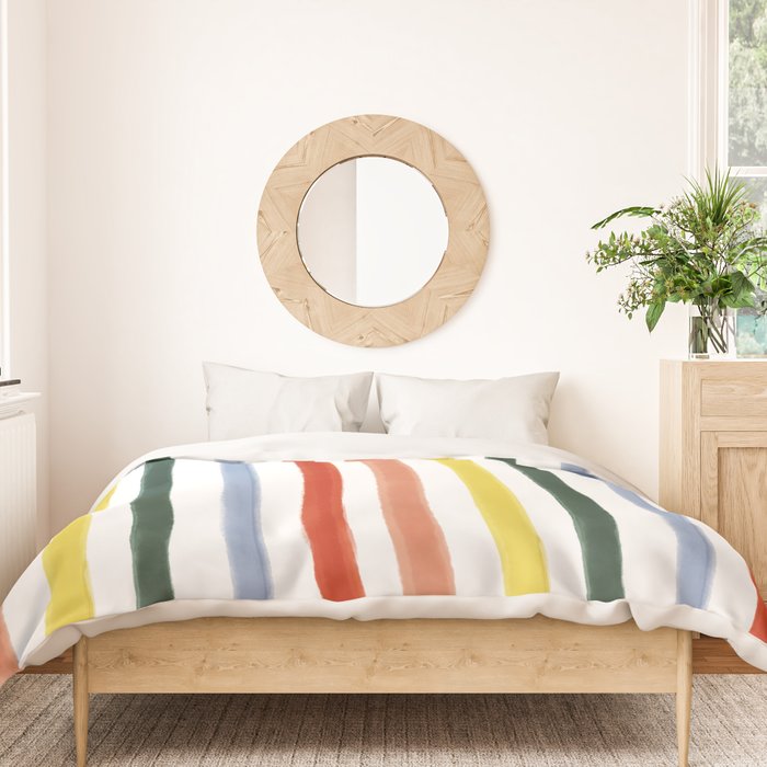 Classic Summer Watercolor Stripes Duvet Cover Gallery Image 3
