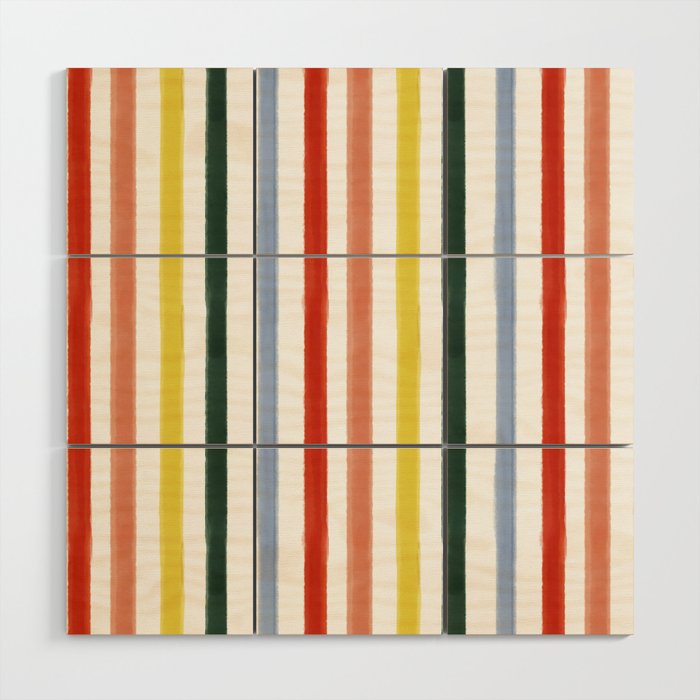 Classic Summer Watercolor Stripes Wood Wall Art Gallery Image 1