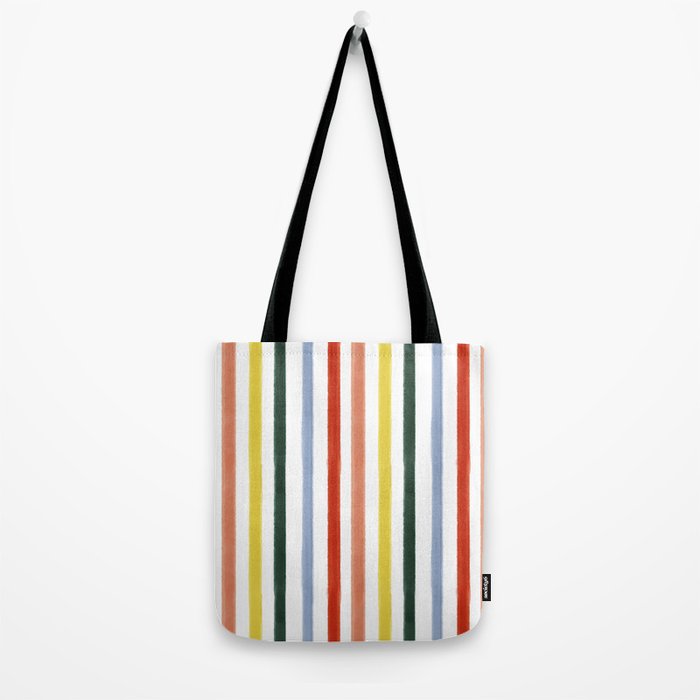 Classic Summer Watercolor Stripes Tote Bag Gallery Image 2