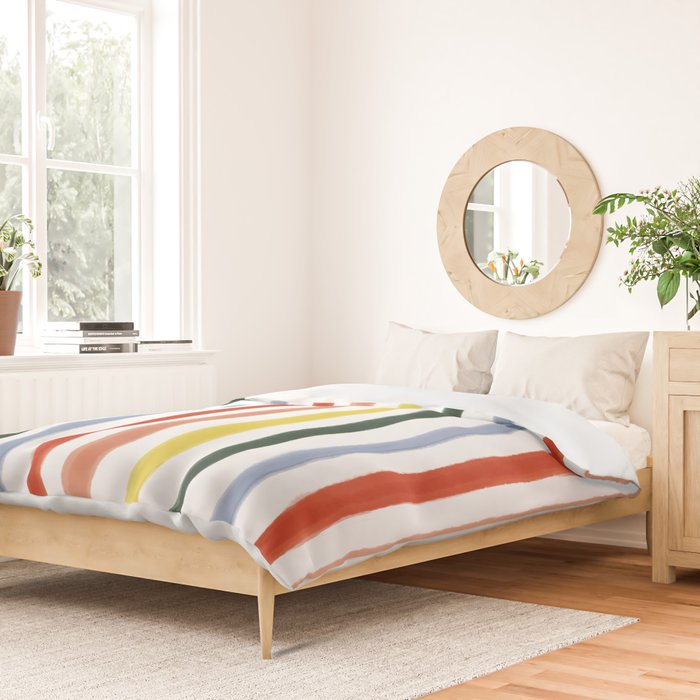 Classic Summer Watercolor Stripes Duvet Cover Gallery Image 2