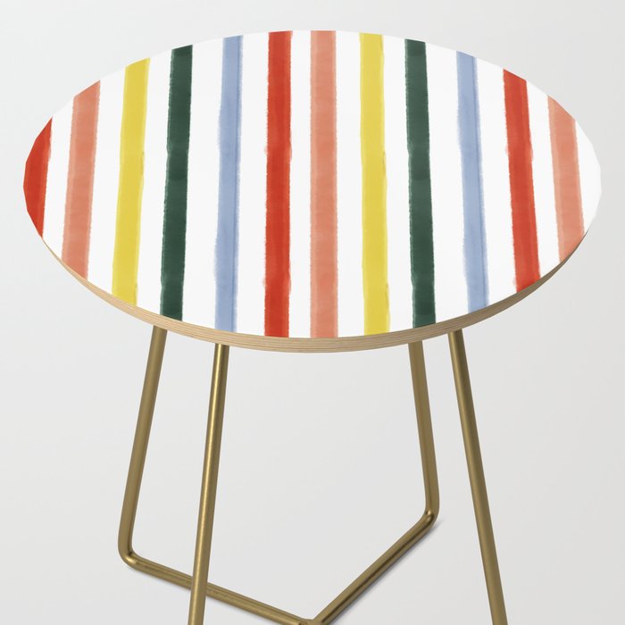 Classic Summer Watercolor Stripes Side Table Gallery Image 2