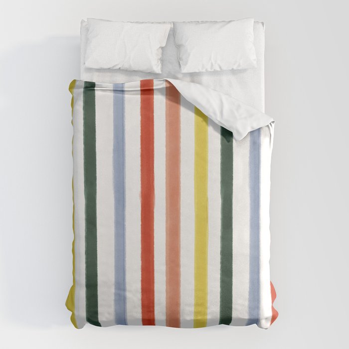 Classic Summer Watercolor Stripes Duvet Cover Gallery Image 1