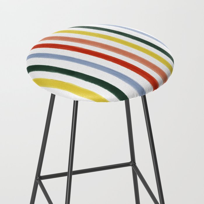 Classic Summer Watercolor Stripes Stool Gallery Image 2