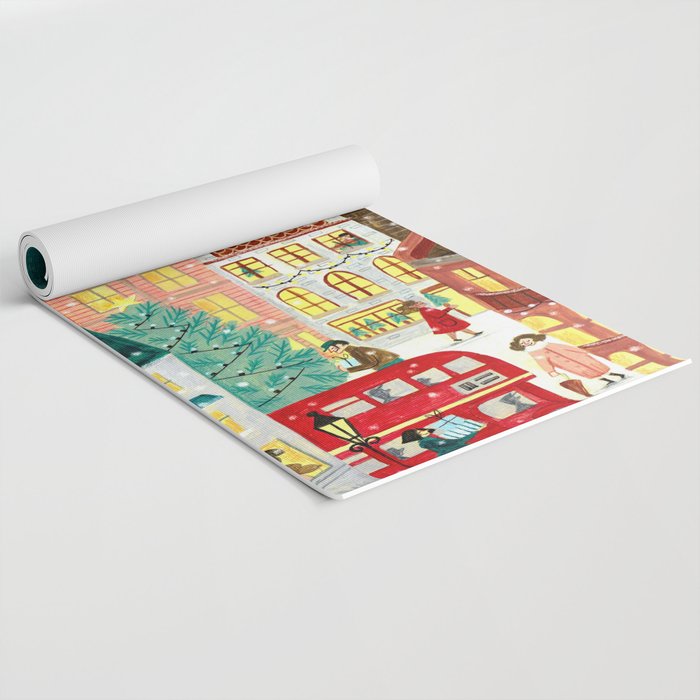 London city lights in the snow Yoga Mat Gallery Image 2