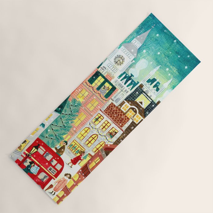 London city lights in the snow Yoga Mat Gallery Image 1