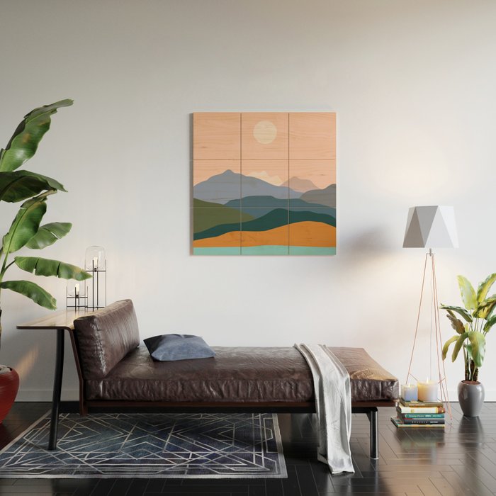Mountains by the ocean. Wood Wall Art Gallery Image 2
