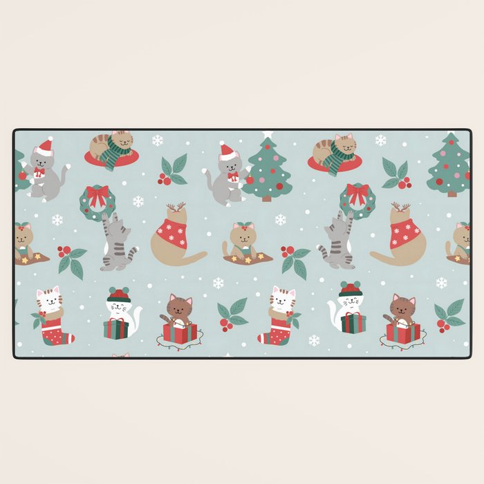 Christmas Festive Cute Holiday Kittens Desk Mat Gallery Image 3