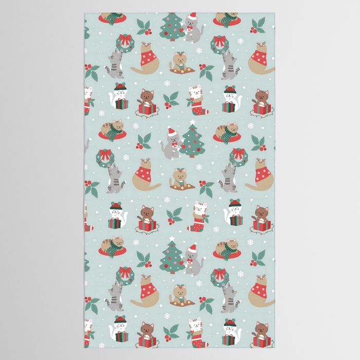 Christmas Festive Cute Holiday Kittens Tablecloth Gallery Image 2
