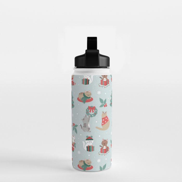 Christmas Festive Cute Holiday Kittens Water Bottle Gallery Image 2