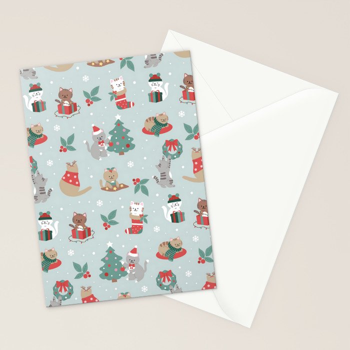 Christmas Festive Cute Holiday Kittens Stationery Card Gallery Image 2