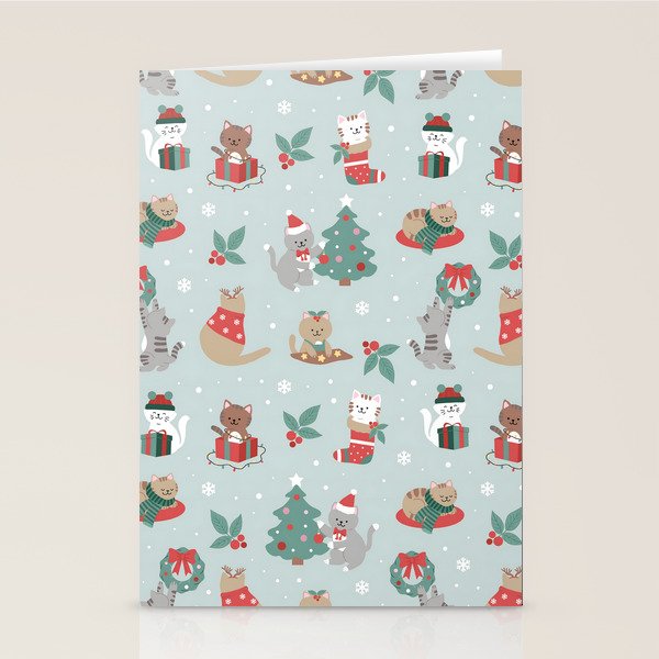 Christmas Festive Cute Holiday Kittens Stationery Card Gallery Image 1