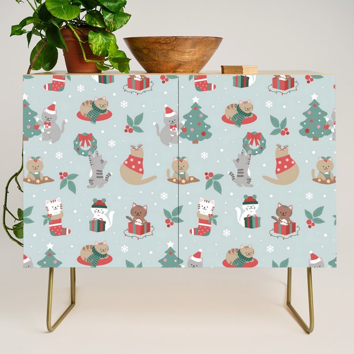 Christmas Festive Cute Holiday Kittens Credenza Gallery Image 1