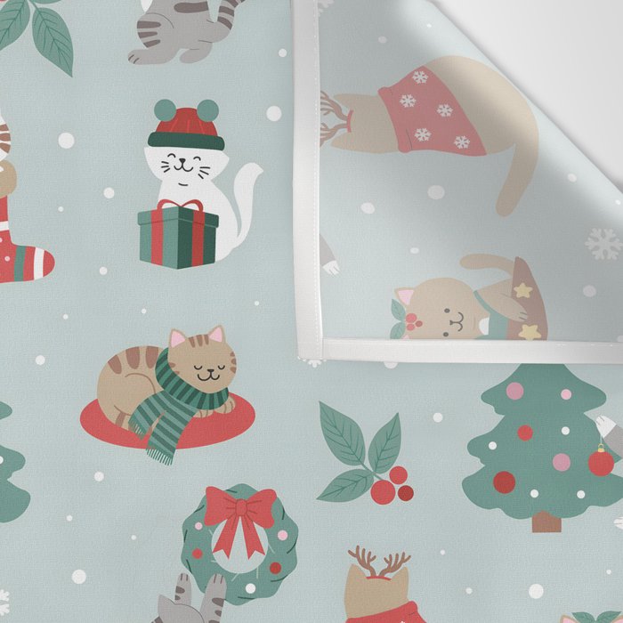 Christmas Festive Cute Holiday Kittens Wall Tapestry Gallery Image 3