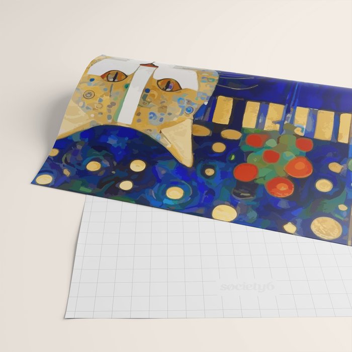 Klimt Tabby Cat in Midnight Garden Wrapping Paper Gallery Image 2