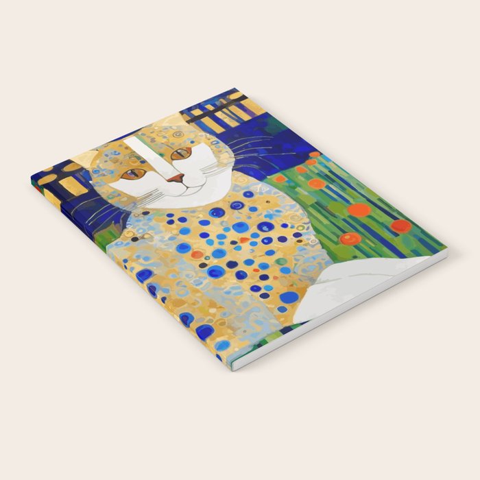 Klimt Tabby Cat in Midnight Garden Notebook Gallery Image 1