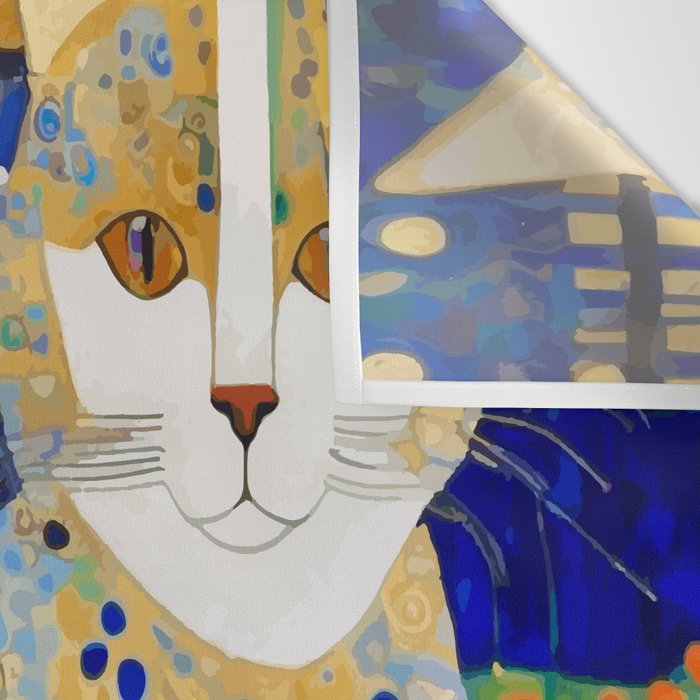 Klimt Tabby Cat in Midnight Garden Wall Tapestry Gallery Image 3