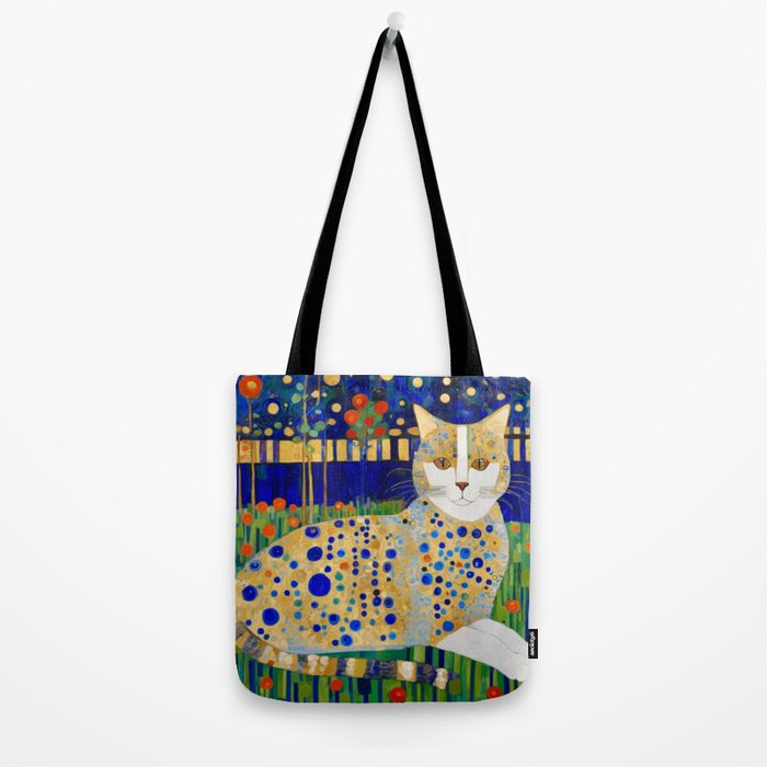 Klimt Tabby Cat in Midnight Garden Tote Bag Gallery Image 2