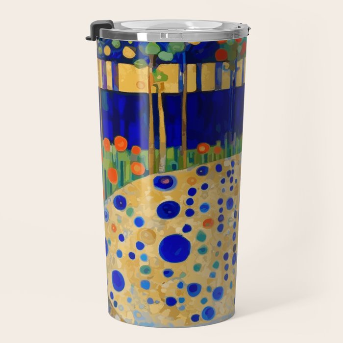 Klimt Tabby Cat in Midnight Garden Travel Mug Gallery Image 3