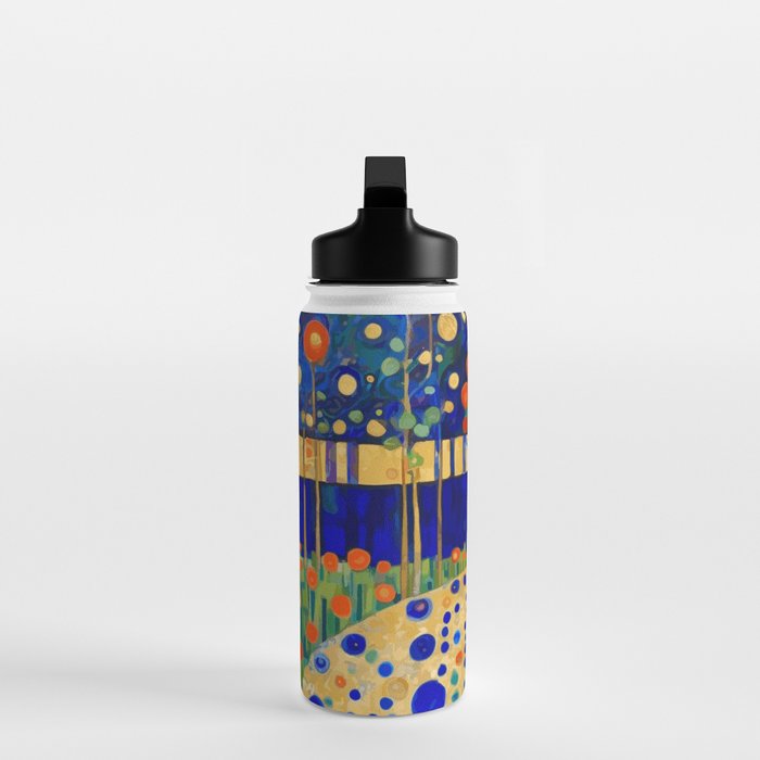 Klimt Tabby Cat in Midnight Garden Water Bottle Gallery Image 3