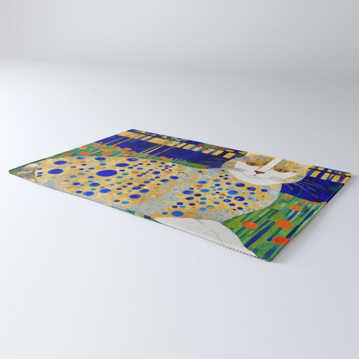 Klimt Tabby Cat in Midnight Garden Rug Gallery Image 3