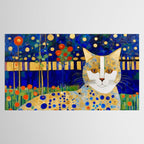 Klimt Tabby Cat in Midnight Garden Tablecloth Gallery Image 2