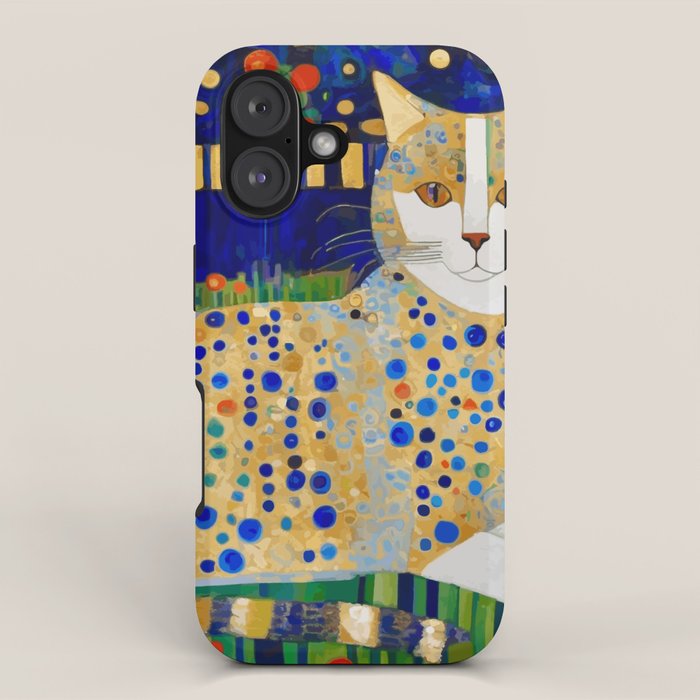 Klimt Tabby Cat in Midnight Garden iPhone Case Gallery Image 1