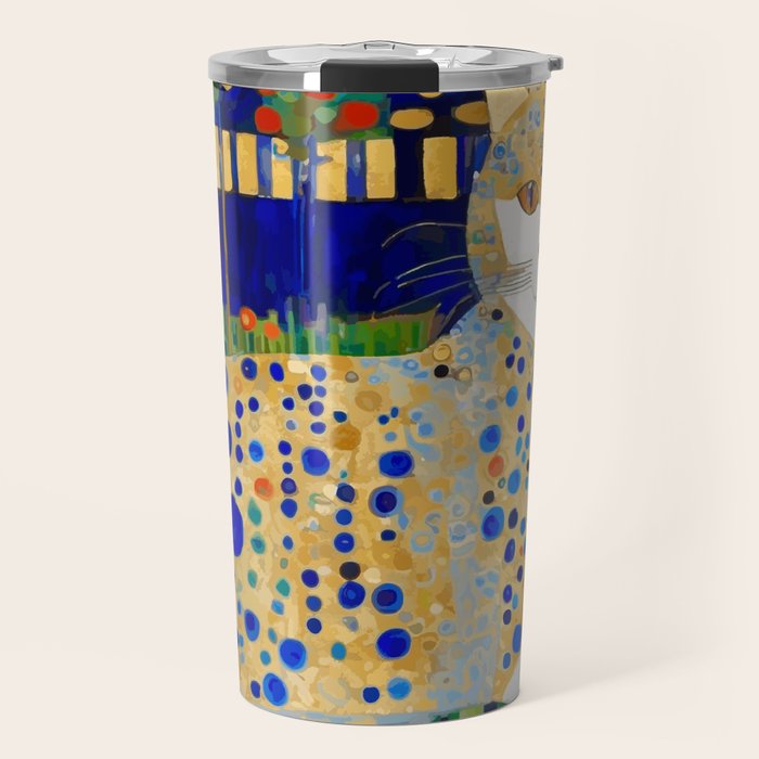 Klimt Tabby Cat in Midnight Garden Travel Mug Gallery Image 1