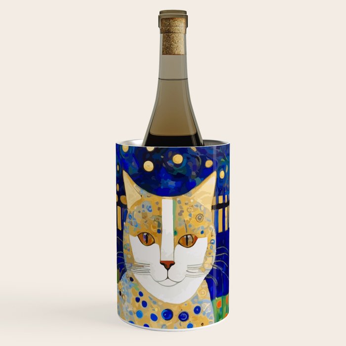 Klimt Tabby Cat in Midnight Garden Wine Chiller Gallery Image 3