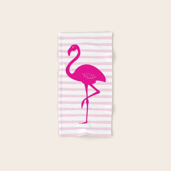 Flamingo & Stripes - Blush Hot Pink Bath Towel Gallery Image 1