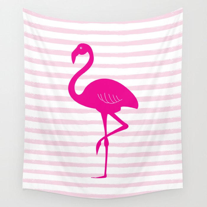 Flamingo & Stripes - Blush Hot Pink Wall Tapestry Gallery Image 4
