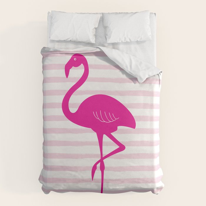 Flamingo & Stripes - Blush Hot Pink Duvet Cover Gallery Image 6