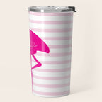 Flamingo & Stripes - Blush Hot Pink Travel Mug Gallery Image 2