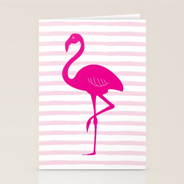 Flamingo & Stripes - Blush Hot Pink Stationery Card Gallery Image 2