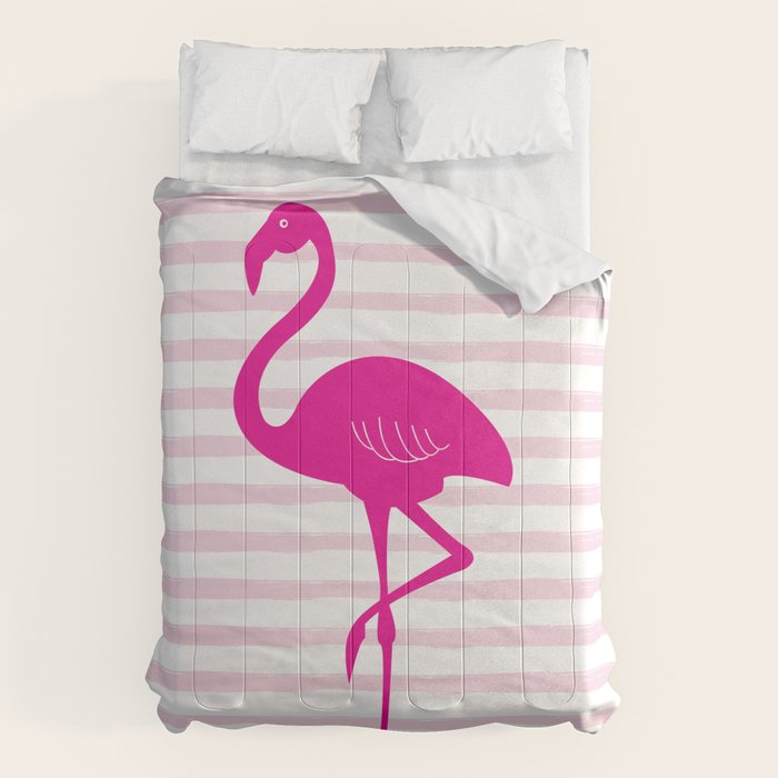 Flamingo & Stripes - Blush Hot Pink Comforter Gallery Image 6