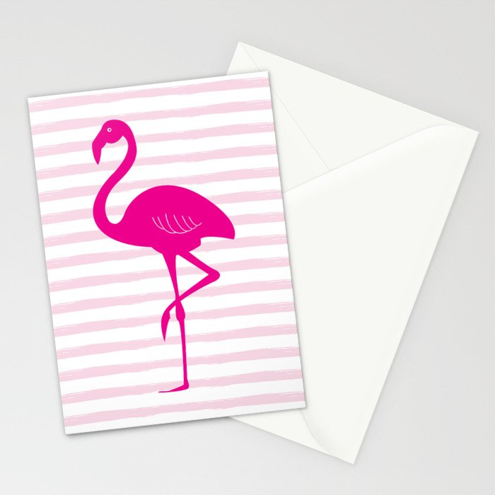 Flamingo & Stripes - Blush Hot Pink Stationery Card Gallery Image 2